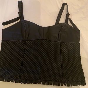 Max Studio Special Edition Black Leather Crop Top